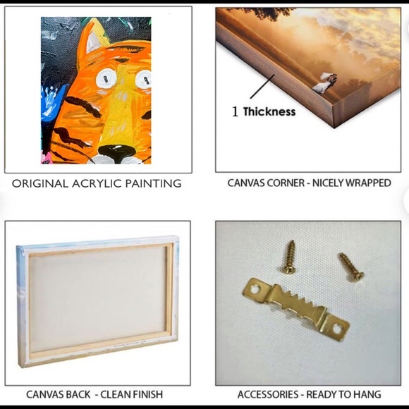 Tiger Painting Wild Original Art Black Canvas Artwork Jungle African Painting - Picture 8 of 12